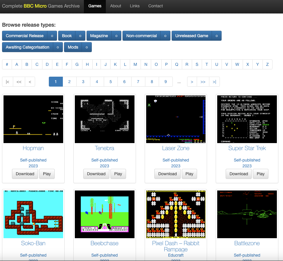 bbcmicro.co.uk, find old classic computer games online.